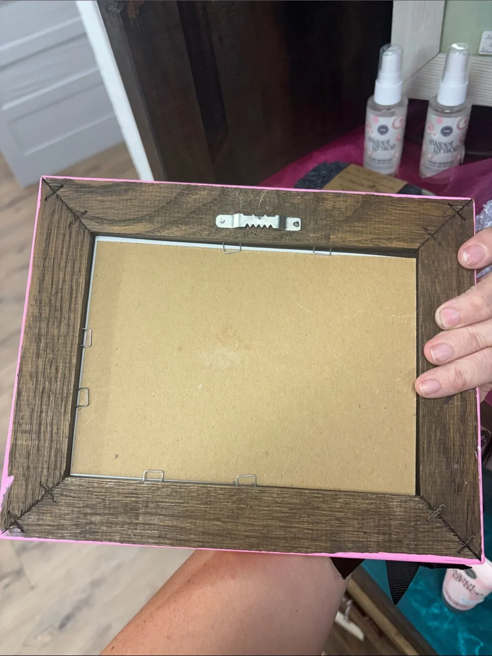 Pink Decorative Photo Frame with Chevron Ribbon Accent